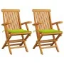 Sillas de jardín 2 uds madera teca con cojines verde brillante von , Gartenstühle - Ref: Foro24-3062498, Preis: 181,60 €, Rab...