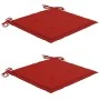 Sillas de jardín 2 uds madera maciza de teca con cojines rojos de , Sillas de jardín - Ref: Foro24-3062493, Precio: 187,89 €,...