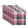 Sillas de jardín 6 uds madera teca con cojines a cuadros rojos by , Garden chairs - Ref: Foro24-3062554, Price: 445,07 €, Dis...