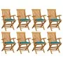Sillas de jardín 8 uds madera maciza de teca con cojines azules von , Gartenstühle - Ref: Foro24-3072893, Preis: 625,81 €, Ra...