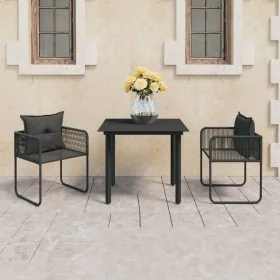 Set de comedor de jardín de 3 piezas PVC ratán negro de , Conjuntos de jardín - Ref: Foro24-3060094, Precio: 218,88 €, Descue...