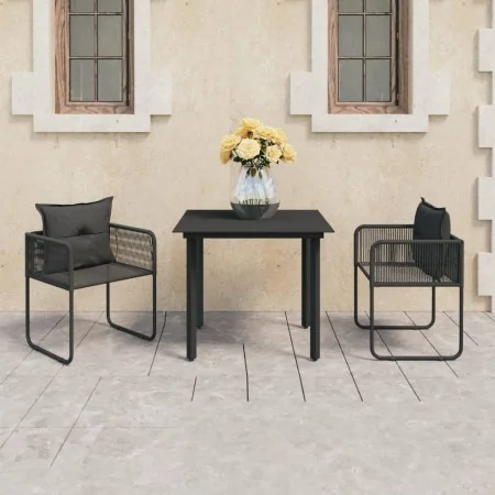 Set de comedor de jardín de 3 piezas PVC ratán negro de , Conjuntos de jardín - Ref: Foro24-3060094, Precio: 218,86 €, Descue...