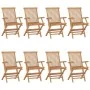 Sillas de jardín 8 uds madera maciza de teca con cojines verdes by , Garden chairs - Ref: Foro24-3072909, Price: 601,43 €, Di...