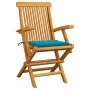 Sillas de jardín 4 uds madera maciza de teca con cojines azules von , Gartenstühle - Ref: Foro24-3065621, Preis: 371,62 €, Ra...