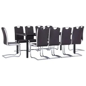 Juego de comedor 11 piezas cuero sintético marrón by , Furniture sets for kitchens and dining rooms - Ref: Foro24-3053167, Pr...