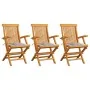 Sillas de jardín 3 uds madera teca con cojines a cuadros grises von , Gartenstühle - Ref: Foro24-3062528, Preis: 231,09 €, Ra...
