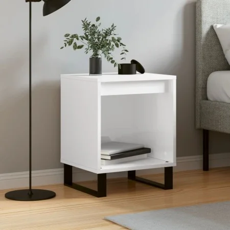 Mesita de noche madera de ingeniería blanco brillo 40x35x50 cm de , Mesitas de noche - Ref: Foro24-830736, Precio: 31,04 €, D...