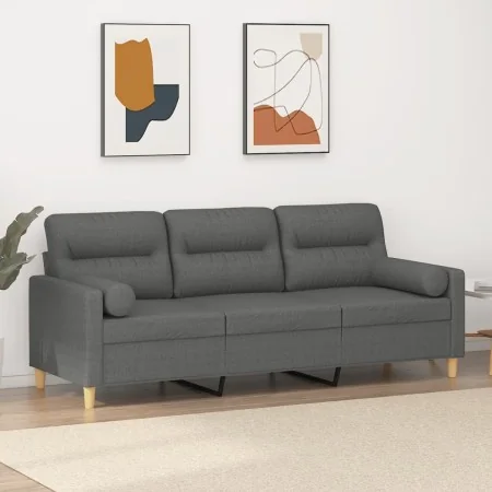 Sofá de 3 plazas con cojines tela gris oscuro 180 cm by , Sofas - Ref: Foro24-3200830, Price: 295,08 €, Discount: %