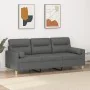 Sofá de 3 plazas con cojines tela gris oscuro 180 cm by , Sofas - Ref: Foro24-3200830, Price: 295,08 €, Discount: %