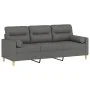 Sofá de 3 plazas con cojines tela gris oscuro 180 cm by , Sofas - Ref: Foro24-3200830, Price: 295,08 €, Discount: %
