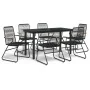 Juego de comedor para jardín 7 piezas ratán PVC negro de , Conjuntos de jardín - Ref: Foro24-3099212, Precio: 438,36 €, Descu...