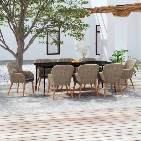 Juego de comedor de jardín 9 piezas y cojines marrón von , Gartensets - Ref: Foro24-3099528, Preis: 1,00 €, Rabatt: %