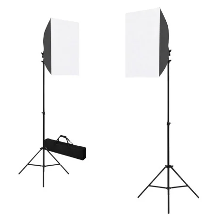 Lámparas de estudio profesional 2 uds acero negro 40x60 cm de , Flashes e iluminaciones de estudio - Ref: Foro24-190216, Prec...