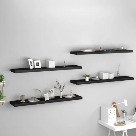 Estantes flotantes de pared 4 uds MDF negro 120x23,5x3,8cm de , Estantes y estanterías - Ref: Foro24-323843, Precio: 114,05 €...