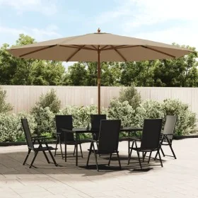Sombrilla de jardín con poste de madera gris taupé 400x273 cm by , Umbrellas - Ref: Foro24-363178, Price: 135,12 €, Discount: %