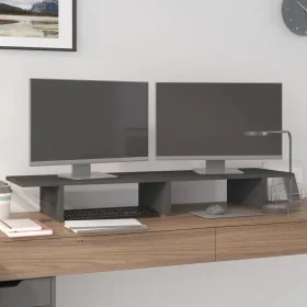 Soporte de monitor madera maciza de pino gris 100x27x15 cm by , Computer bases and risers - Ref: Foro24-813981, Price: 32,27 ...