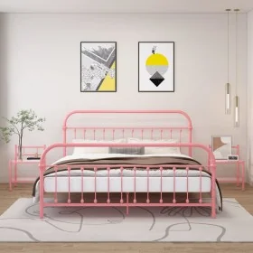 Mesitas de noche 2 unidades metal y vidrio rosa y transparente by , Nightstands - Ref: Foro24-325095, Price: 58,62 €, Discoun...