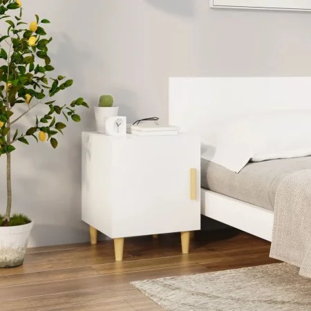 Mesita de noche madera contrachapada blanco brillante by , Nightstands - Ref: Foro24-812054, Price: 42,62 €, Discount: %