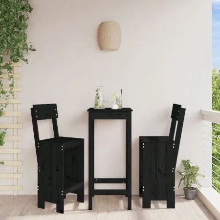 Taburetes de cocina 2 uds madera de pino negro 40x48,5x115,5 cm von , Gartenstühle - Ref: Foro24-825363, Preis: 112,68 €, Rab...