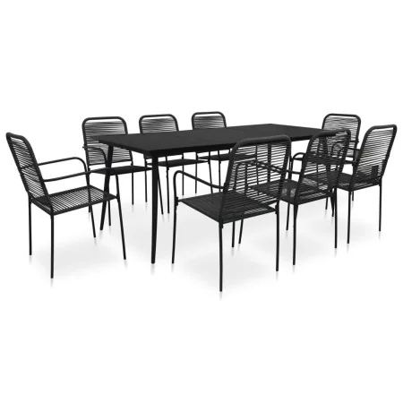 Set de comedor de jardín 9 pzas cuerda de algodón y acero negro de , Conjuntos de jardín - Ref: Foro24-48571, Precio: 511,85 ...