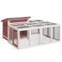 Conejera de madera maciza de pino moca 144x123x67,5 cm by , Cages and habitats for small animals - Ref: Foro24-172281, Price:...