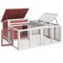 Conejera de madera maciza de pino moca 144x123x67,5 cm by , Cages and habitats for small animals - Ref: Foro24-172281, Price:...