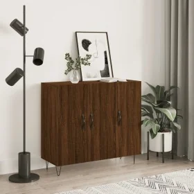 Aparador de madera de ingeniería marrón roble 90x34x80 cm by , Sideboards - Ref: Foro24-828107, Price: 76,61 €, Discount: %