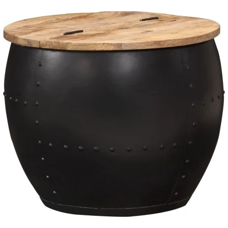 Mesa de centro redonda de madera maciza de mango 53x43 cm de , Mesas de centro - Ref: Foro24-287484, Precio: 188,34 €, Descue...