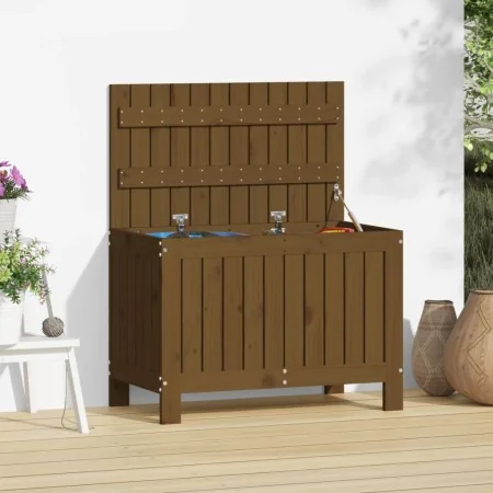 Caja de almacenaje jardín madera pino marrón miel 76x42,5x54 cm de , Cajas de almacenaje para exteriores - Ref: Foro24-823825...