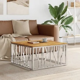 Mesa de centro acero inoxidable y madera maciza acacia plateada von , Couchtisch - Ref: Foro24-350063, Preis: 167,36 €, Rabat...