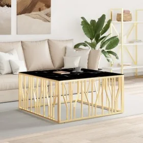 Mesa de centro acero inoxidable y vidrio dorado 100x100x50 cm by , Coffee table - Ref: Foro24-350068, Price: 313,49 €, Discou...