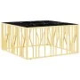 Mesa de centro acero inoxidable y vidrio dorado 100x100x50 cm by , Coffee table - Ref: Foro24-350068, Price: 313,49 €, Discou...