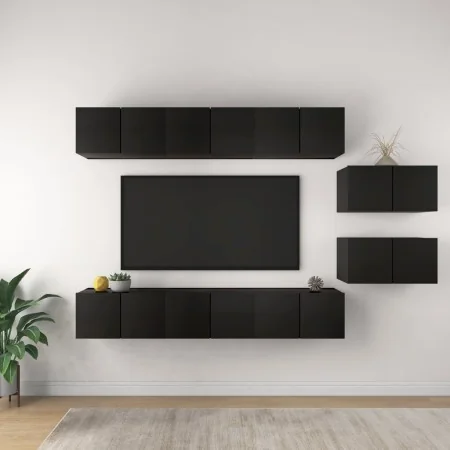 Set de muebles de TV salón 8 piezas madera contrachapada negro von , TV-Möbel - Ref: Foro24-3078832, Preis: 271,56 €, Rabatt: %