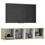 Mueble TV madera contrachapada blanco y roble 142,5x35x36,5 cm by , TV Furniture - Ref: Foro24-805548, Price: 63,36 €, Discou...