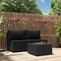 Set de muebles de jardín 3 pzas y cojines ratán sintético negro de , Sofás de exterior - Ref: Foro24-319787, Precio: 196,36 €...