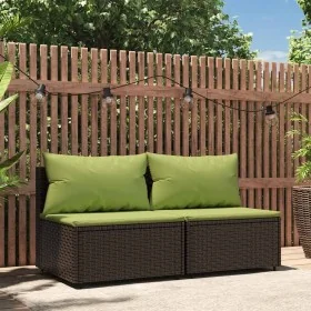 Sofás centrales jardín con cojines 2 uds ratán sintético marrón by , Outdoor sofas - Ref: Foro24-319834, Price: 139,74 €, Dis...