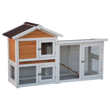 @Pet Conejera Queensland blanca y marrón 147x53x85 cm de , Jaulas y habitáculos para animales pequeños - Ref: Foro24-441157, ...