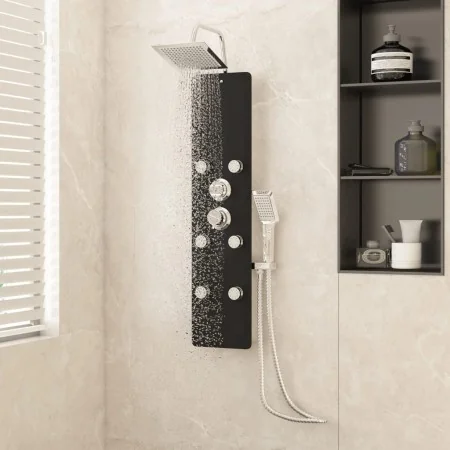 Panel ducha de vidrio 25x47,5x130 cm negro by , Jet nozzles for bathtubs and showers - Ref: Foro24-151420, Price: 200,16 €, D...