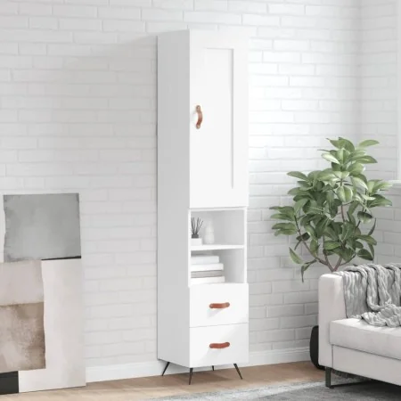 Aparador alto madera contrachapada blanco 34,5x34x180 cm by , Sideboards - Ref: Foro24-3200233, Price: 110,90 €, Discount: %