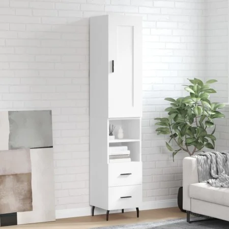 Aparador alto madera contrachapada blanco 34,5x34x180 cm by , Sideboards - Ref: Foro24-3200273, Price: 111,04 €, Discount: %