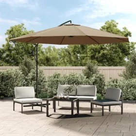 Sombrilla voladiza con poste de aluminio gris taupe 350 cm by , Umbrellas - Ref: Foro24-44506, Price: 118,31 €, Discount: %