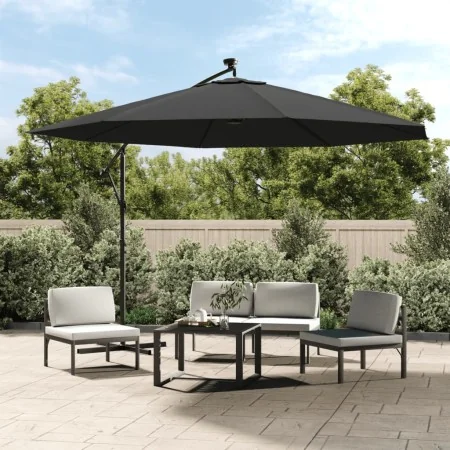 Sombrilla voladiza luces LED y poste de metal antracita 350 cm de , Sombrillas - Ref: Foro24-44525, Precio: 132,53 €, Descuen...