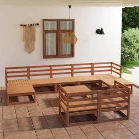 Juego muebles de jardín 10 pzas madera maciza pino marrón miel by , Garden sets - Ref: Foro24-3078142, Price: 669,23 €, Disco...