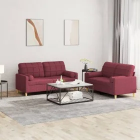 Juego de sofás con cojines 2 piezas tela rojo tinto by , Sofas - Ref: Foro24-3201296, Price: 414,35 €, Discount: %