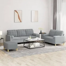 Juego de sofás con cojines 3 piezas tela gris claro von , Sofas - Ref: Foro24-3201330, Preis: 534,89 €, Rabatt: %