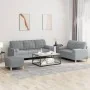 Juego de sofás con cojines 3 piezas tela gris claro by , Sofas - Ref: Foro24-3201330, Price: 534,89 €, Discount: %