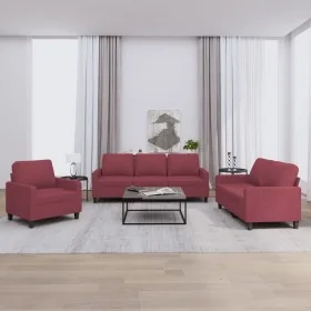 Juego de sofás con cojines 3 piezas tela rojo tinto von , Sofas - Ref: Foro24-3201434, Preis: 573,52 €, Rabatt: %