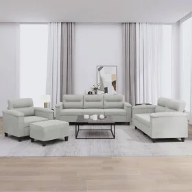 Juego de sofás con cojines 4 piezas tela microfibra gris claro by , Sofas - Ref: Foro24-3202297, Price: 876,87 €, Discount: %
