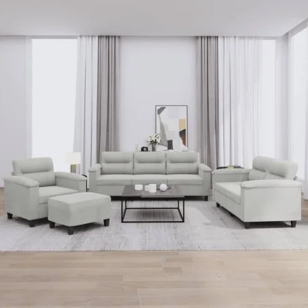 Juego de sofás con cojines 4 piezas tela microfibra gris claro by , Sofas - Ref: Foro24-3202297, Price: 876,87 €, Discount: %
