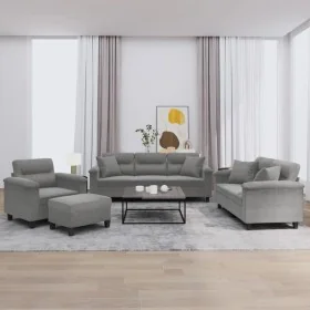 Juego de sofás con cojines 4 piezas tela microfibra gris oscuro by , Sofas - Ref: Foro24-3202310, Price: 827,33 €, Discount: %
